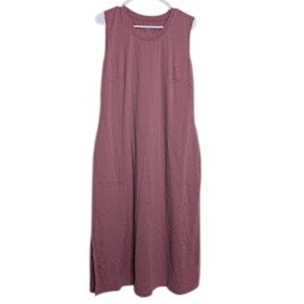 Woolx Cassie Women T-Shirt Dress Midi Size Large Pink Active Short Sleeve Wool